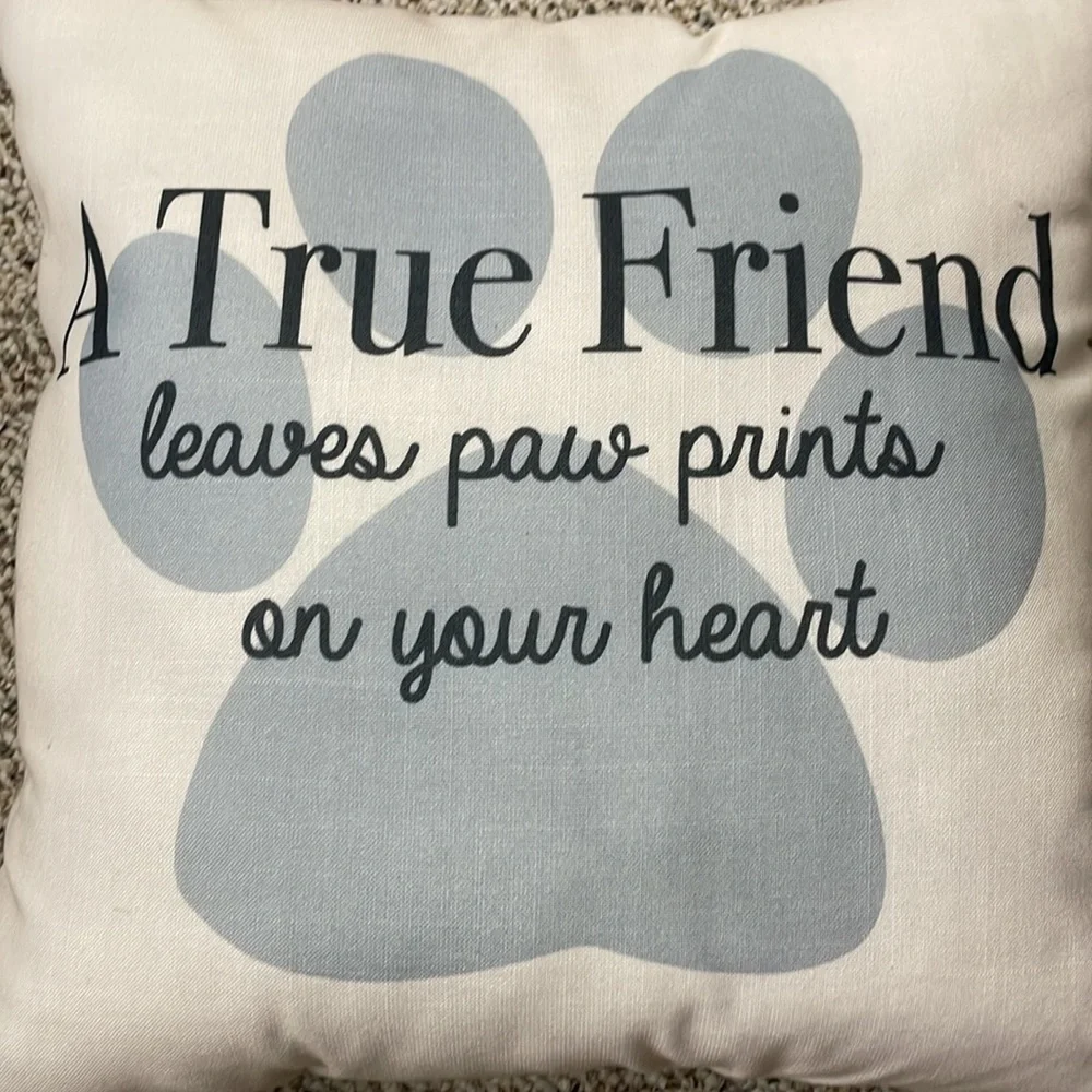 Decorative Pillow with Blue Paw Print Design